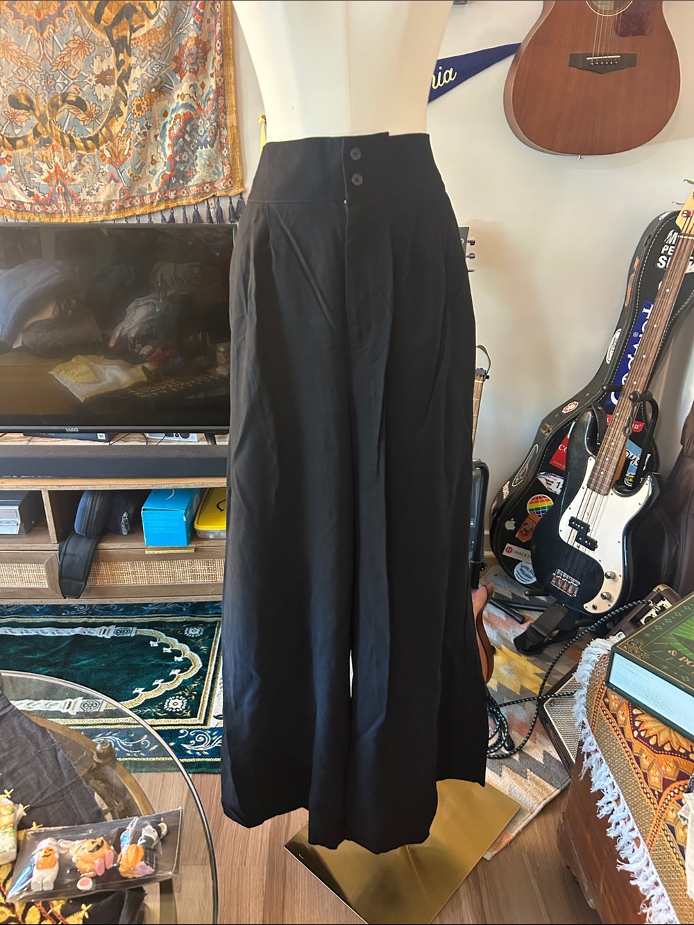 BCBGeneration Black High-Waist Extra Wide-Leg Trousers